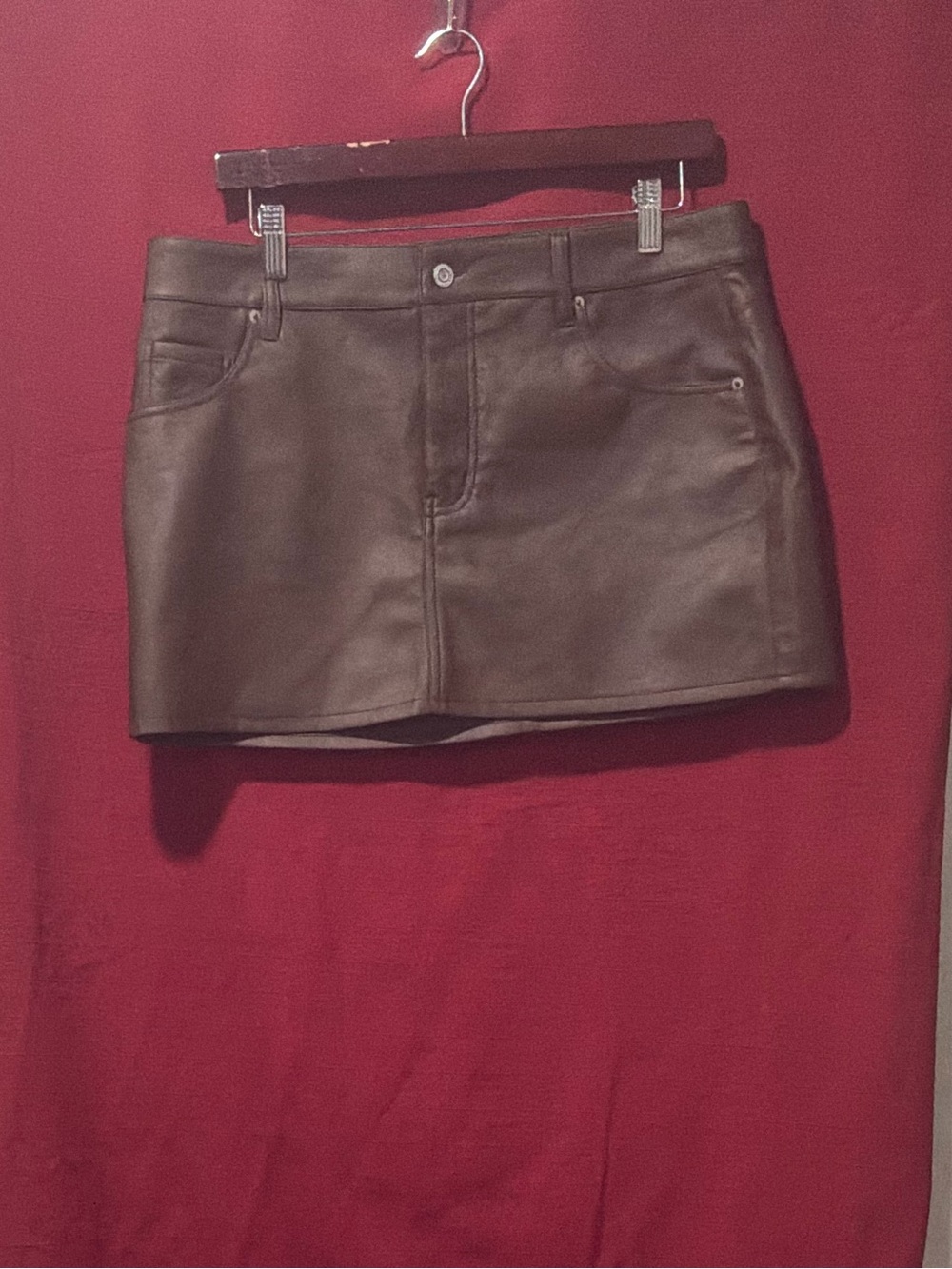 No Boundaries Brown Faux Leather Mini Skirt